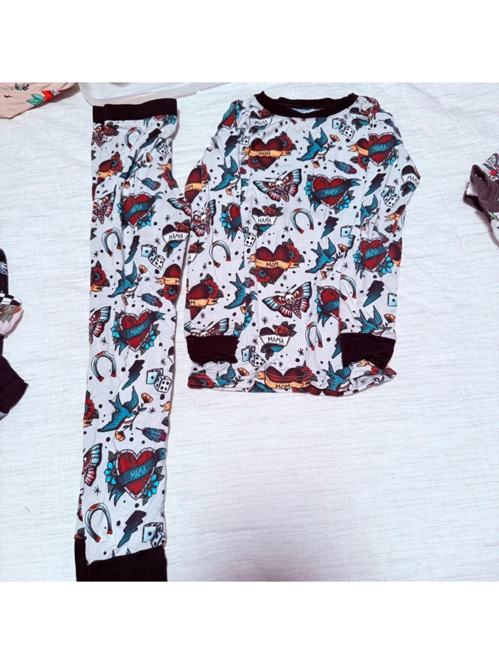 Fletch I heart mom tattoo two piece pajamas